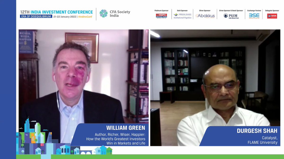 cgshah's tweet photo. Pearls of wisdom in this freewheeeling session by @williamgreene72 moderated by @shahdurgesh at #IndInvConf #CFASocietyIndia @cfasocietyindia... https://t.co/o1YQMWhFNK