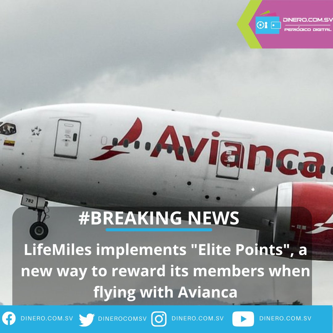dinerocomsv's tweet photo. #Breakingnews @LifeMiles implements "Elite Points", a new way to reward its members when flying with @Avianca
Read more:
https://t.co/PEjbc5Lsjf
#LifeMiles #ElitePoints #members #AVIANCA https://t.co/yPSl9Id9E3