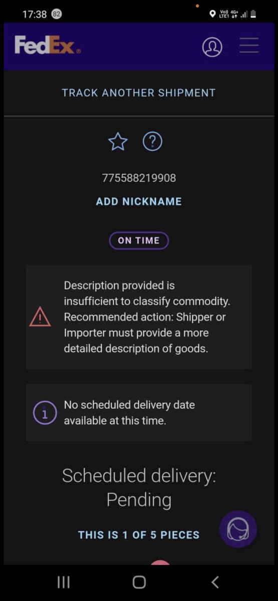 GoldenShallot's tweet photo. Even I am facing the same issue, I have sent my parcel from KL to IN @FedExIndia Please note my tracking number 
AWB # 775588219908 and escalated C-50465269 - FedEx ticket number. @FedEx -
No response, no call back till date, who can help me ??? https://t.co/S2rYVrTyID
