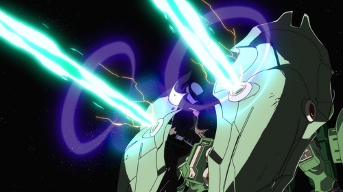 胸部とバインダーにはメガ粒子砲を設置しています。しかし機体が大破