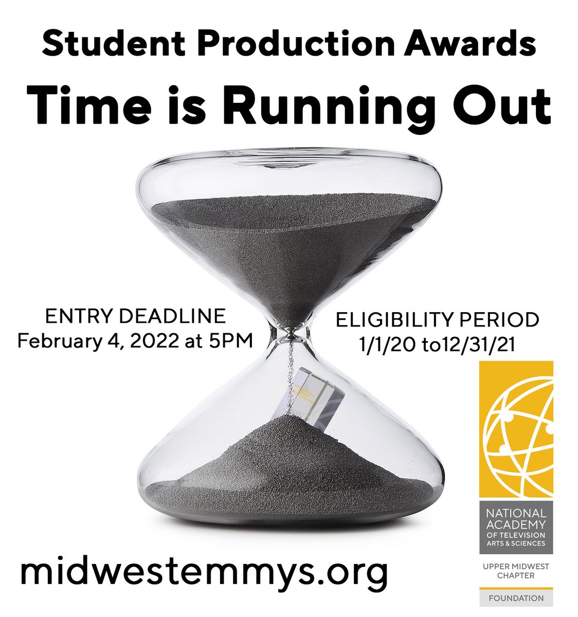 Deadline Alert for Emmy Scholarships, Class Grants &amp; Student Awards. All entries &amp; applications due two weeks from today.  Good luck! - mailchi.mp/midwestemmys.o…