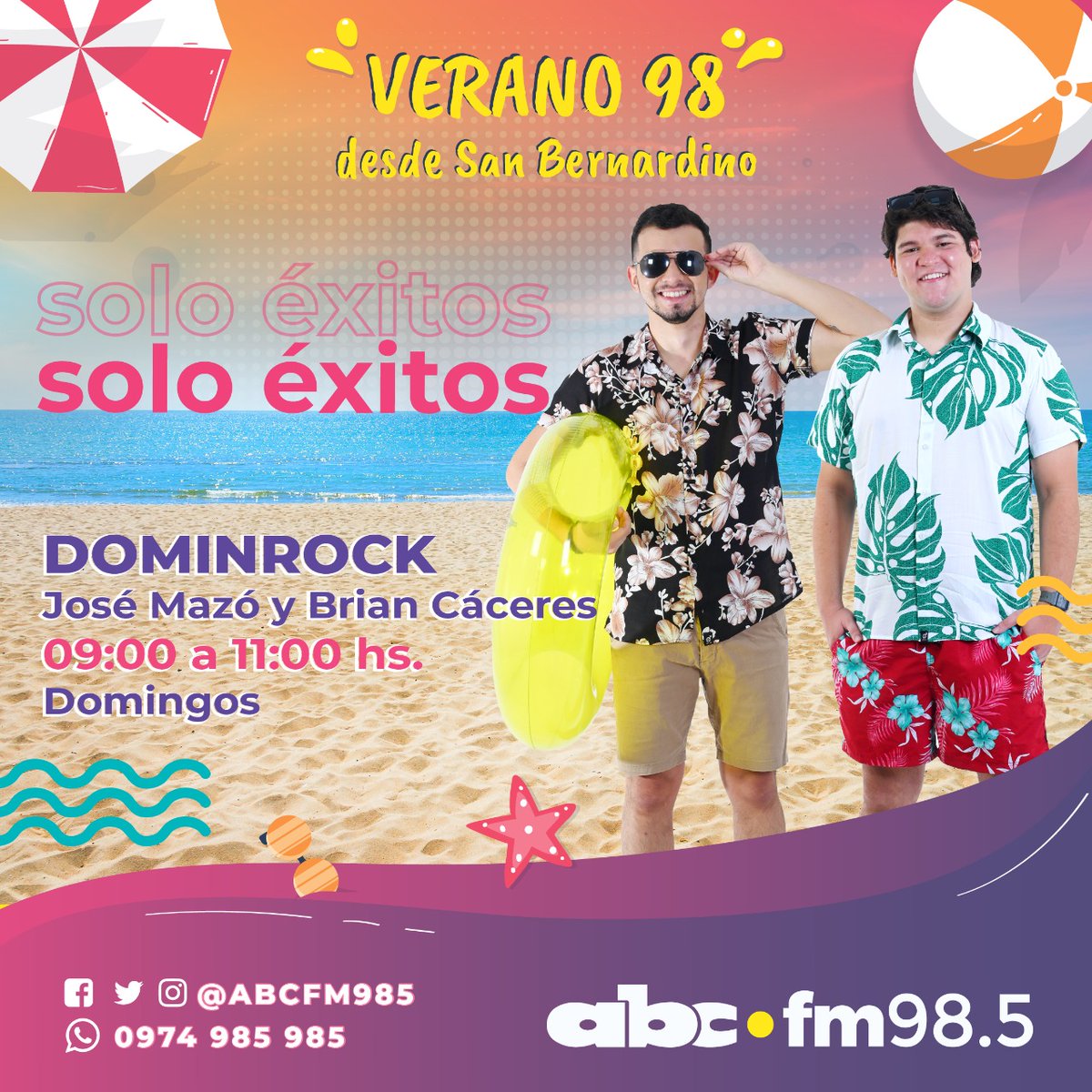 Romance985's tweet photo. ON AIR 🟡
☀️Hoy estamos a puro #DominROCK desde San Bernardino.
😜 @briancaceresv y @josegmazo te esperan desde @Aventura_Xtrema
📻https://t.co/GzsQGchyoK
#ABC985🎶 Solo Éxitos. https://t.co/XxaOLzQGlJ