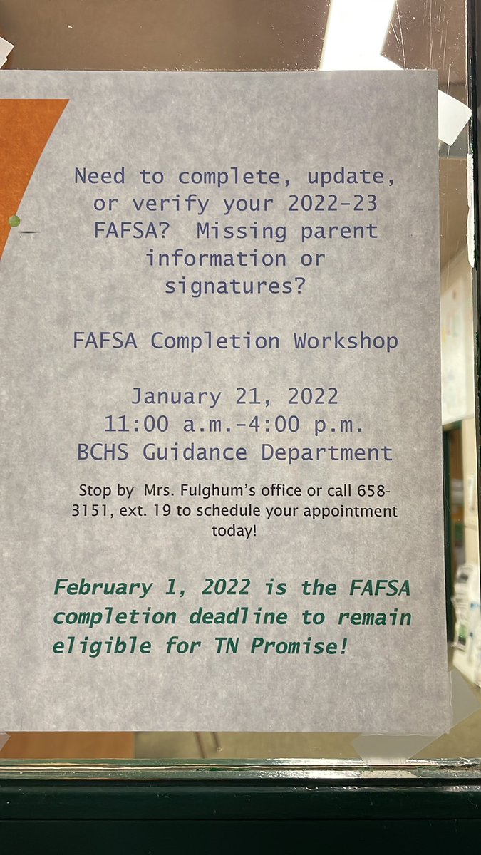 EFulghum's tweet photo. Today is the day!  Come get those FAFSA’s completed! https://t.co/5UGLm7ck7G