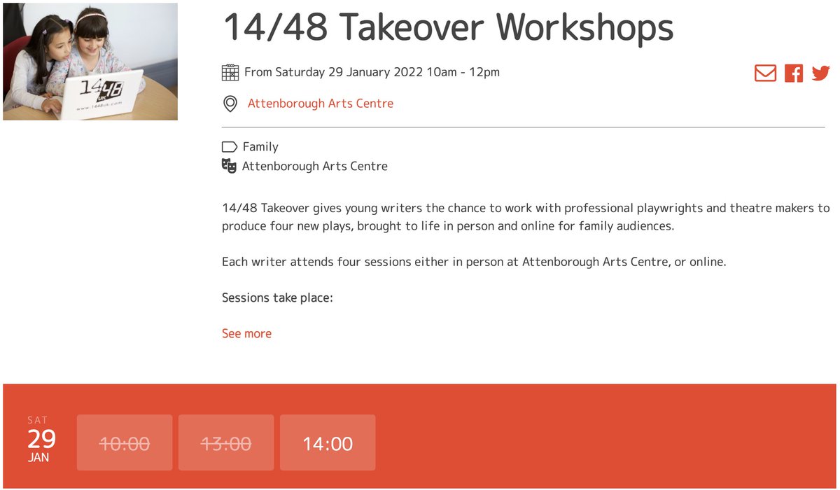 RT @1448Leicester: We have one ticket left for #1448Takeover Young Writer Workshops - 2pm zoom 28th, 29th Jan, 5th, 6th Feb, FREE for an 8 to 12 year old from a low income background. No proof required. Money should not be an obstacle to participation in the arts. https://t.co/qFDhIrXHq7