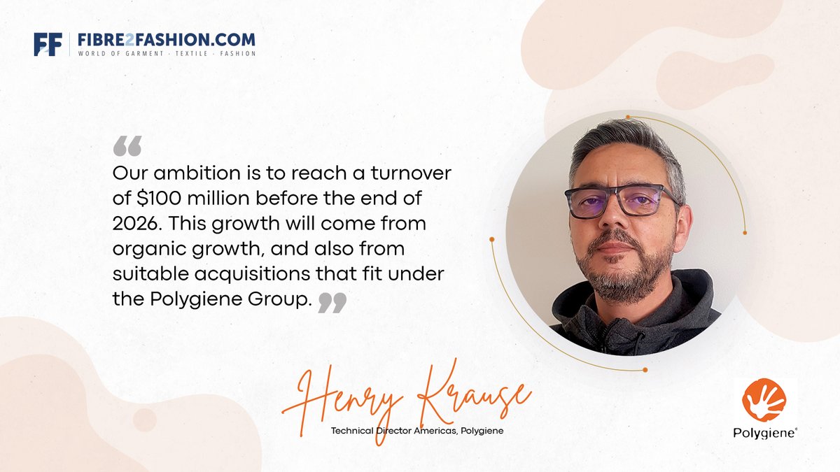 fibre2fashion's tweet photo. Henry Krause, Technical Director Americas at @Polygiene , chats with @fibre2fashion about #antimicrobial #textiles and the company’s goals.
https://t.co/O9dnfyDd8G
#textileindustry #textiles #fashion #clothing #healthcare #hometextiles #lifestyle #fibre2fashion #f2finterview https://t.co/TuJn5InNCn
