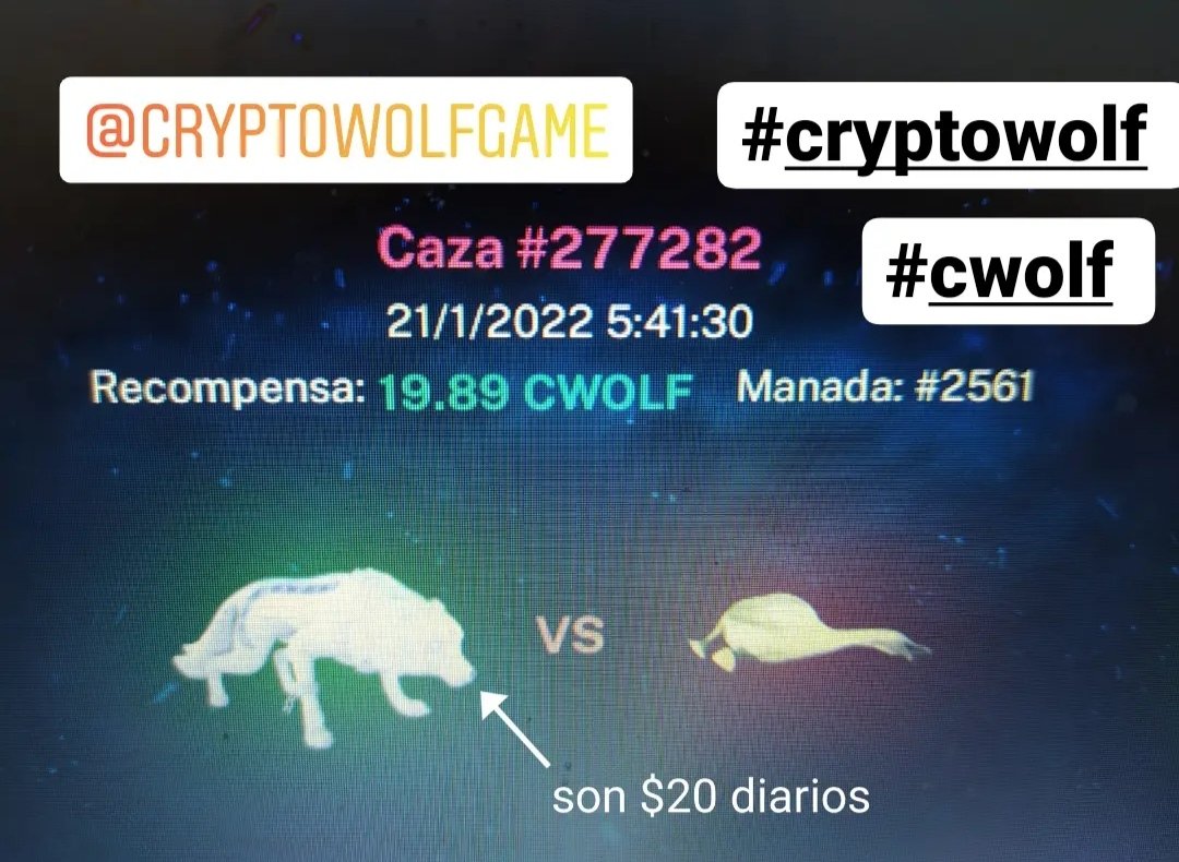 ve_josh's tweet photo. @cryptowolfgame Cacería exitosa otros $20!!!!!
@cryptowolfgame #Cwolf #CryptoWolf https://t.co/Pt2SLdwHxp