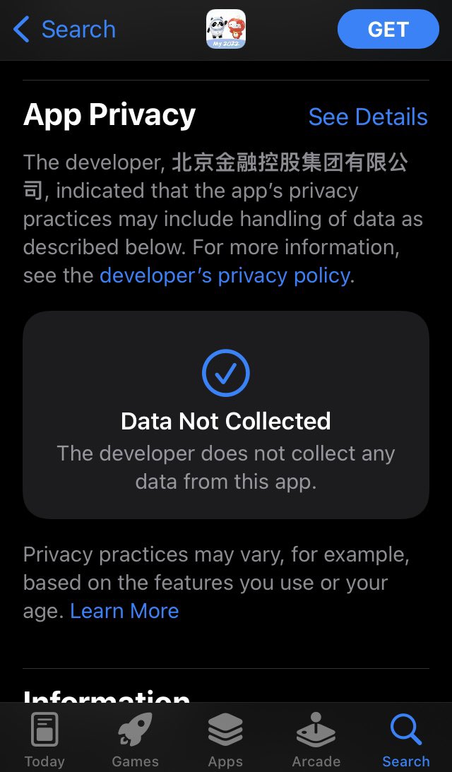 MavenSecurity's tweet photo. MY2022, an app mandated for use by all attendees of the 2022 #Olympic Games in #Beijing, has various #cybersecurity #flaws. 

Anaylsis by @citizenlab https://t.co/kqXW81uYiD

App Privacy statement listed in the @Apple @AppStore says, "Data Not Collected". #skeptical https://t.co/CvRpDJQYvU