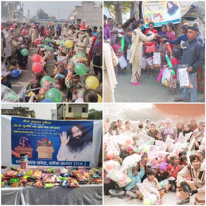 On behalf of the followers of Dera Sacha Sauda, children from poor families are brought a smile on their faces by giving toys, chocolate, sweets etc. during the festive days.#SmileOnInnocentFaces
#ToyBank
#GiftingHappiness
#SpreadingSmile
#135WelfareWorks
#Humanity