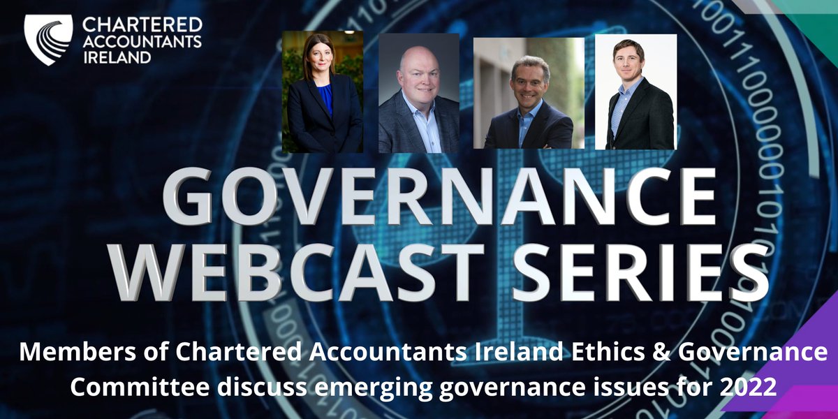 In this episode of <a href="/CharteredAccIrl/">Chartered Accountants Ireland</a> governance webcast series, I discuss emerging #corporategovernance trends with some members of our Ethics &amp; Governance Committee: Teresa Campbell, Keith Morrow &amp; Barrie O'Connell. See the interview at tinyurl.com/3uk7akwj