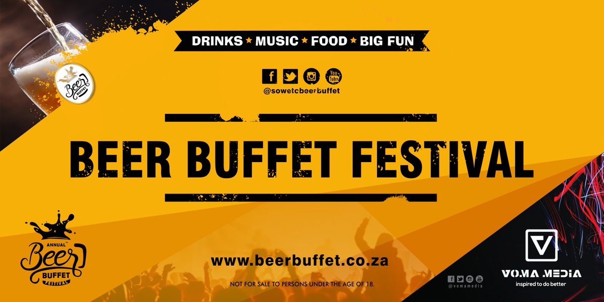 KingVeeStapia's tweet photo. Confirmed. DRESS TO IMPRESS, you will be on TV
The Beer Buffet Festival 2022. Soweto Cricket Oval, elkha stadium. March 26 from 10am until 00H00
Open bar opened between 10am until 6pm, thereafter waminya wareka
Get your tickets now
https://t.co/xg8EOHYNJp
#beerbuffetfest https://t.co/R5RuQH0Ano