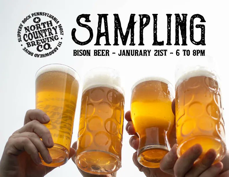 Our @northcountry_craftpeddlers will be serving out samples TONIGHT at Bison Beer, in 
Waterford, PA.

#NCBC #northcountrybrewingco #slipperyrockpa