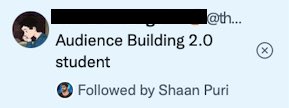 But if there is only one degree of separation—i.e. the person is followed by someone I do follow—it looks like this.There is clear, embedded social proof—this person is followed by my friend  @ShaanVP!It stands out.The likelihood of my opening and replying is MUCH higher.