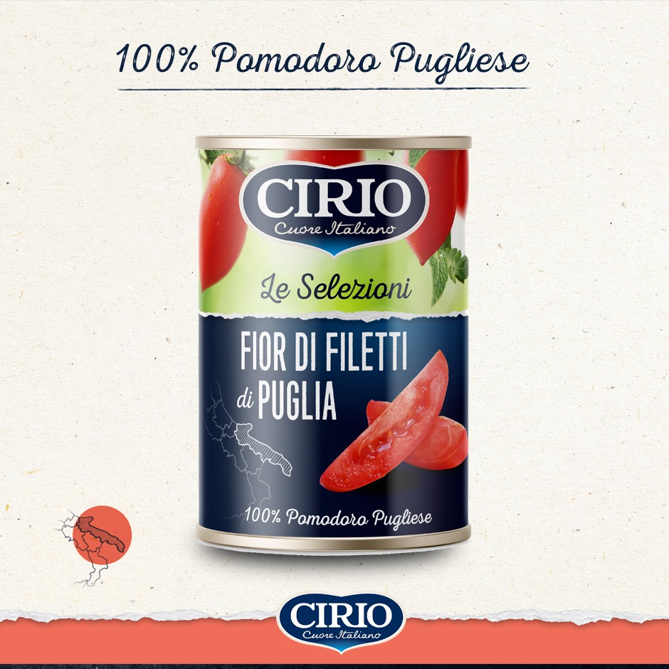 PassioneCirio's tweet photo. In ogni assaggio dei #FiorDiFiletti #Cirio, ritroverai tutta l'eccellenza del territorio italiano! Scegliamo solo i migliori pomodori pelati maturati al sole della #Puglia e li tagliamo in spicchi succosi dalla consistenza piena e polposa e dal colore rosso brillante. 🍅 https://t.co/ejqYtjTKvL