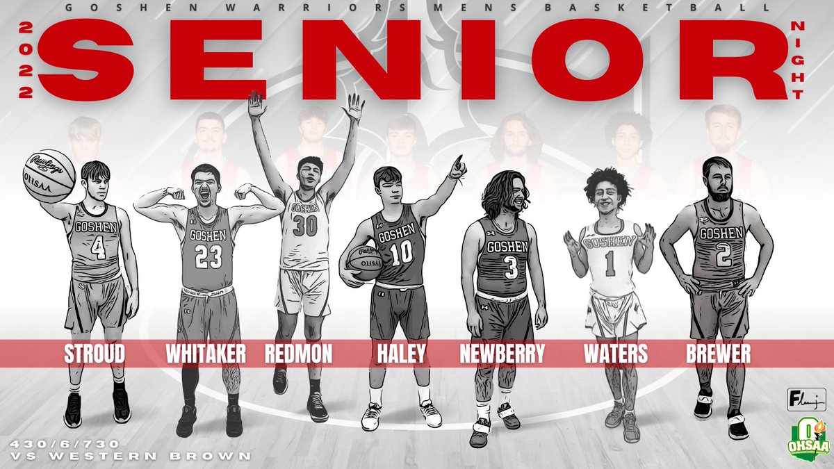 CoachFledd's tweet photo. Goshen Warriors Men's 🏀

🚨SENIOR NIGHT🚨

 🆚 @wbhsathletics
📍 Goshen High School
⌚️ 430/6/730

@CoachBaker_GHS @GoshenLocal @GoshenWarriors @Goshen_Athletic @Warzone2k22
@Stroud04Hunter @gwhit2332 @Everett71223772 @Haley_Hunter1 @TrackerNewberr1 @cam__waters @bricebrewer27 https://t.co/LwYiyjfODT