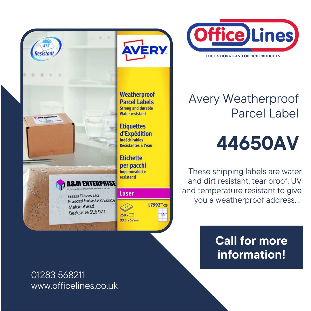 OfficeLines1994's tweet image. No smudging, the address remains easy to read!

officelines.co.uk

#averylabels #waterprooflabels #packaging