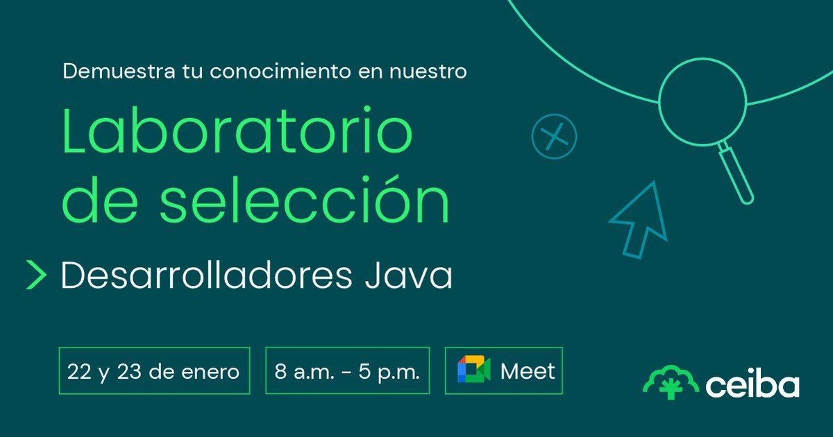CeibaSoftware's tweet image. ¡Últimos cupos!
Si tienes talento desarrollando en #Java, ganas de transformar el mundo y entusiasmo por aprender, ¡esta es tu oportunidad!
Buscamos 15 #DevsJava
¡Inscríbete ahora y sé parte de la #FamiliaCeiba!
bit.ly/3EYenfK
#trabajosíhay #ITJobs #JavaJobs #Tech