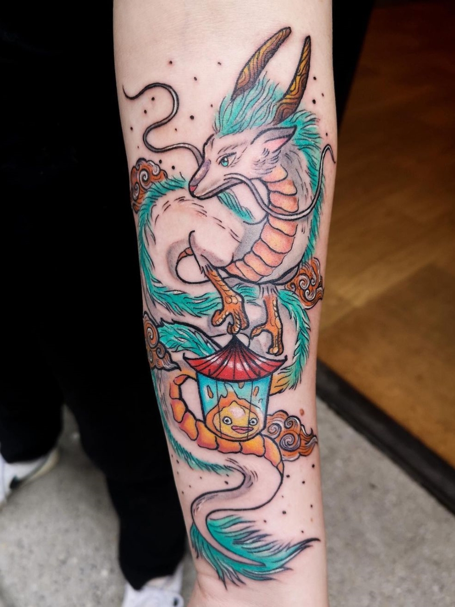 My new tattoo of Sophie and Calcifer from Howls Moving Castle  rghibli