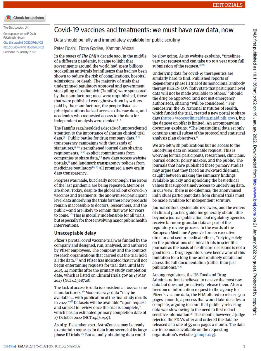 Dr. Doshi is highest integrity, unassailable, pharmaceutical expert, fully justified in the strongest call for transparency from big pharma on products used and mandated in pandemic response.  No one should be presented with biologic products without good faith/full transparency