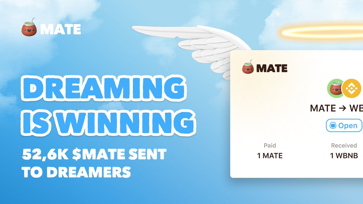 All great things start as Dreams... 💭

52,6k $MATE sent to winners of our #MateMyWish event! ✨