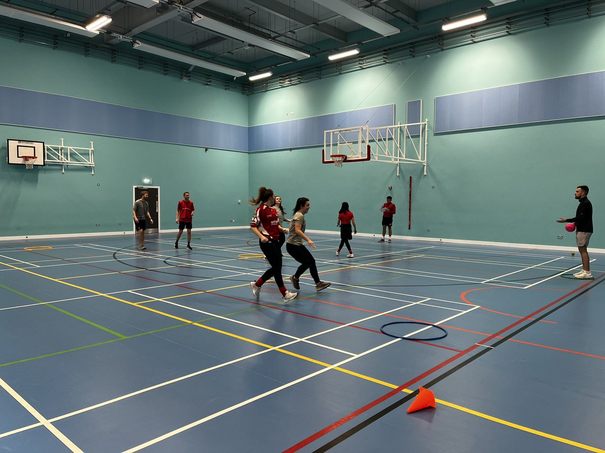 CaraLambPE's tweet photo. #StrathPGDE Sport education unit underway. In the pre-season, teams developed their own games & Hoopy is our new game. Modified rules, roles allocated, warm-ups designed, tactical discussions began. Season starts on Tuesday! Who will be the season winners? #StrathSportEd2022 https://t.co/EAU9a3xndV