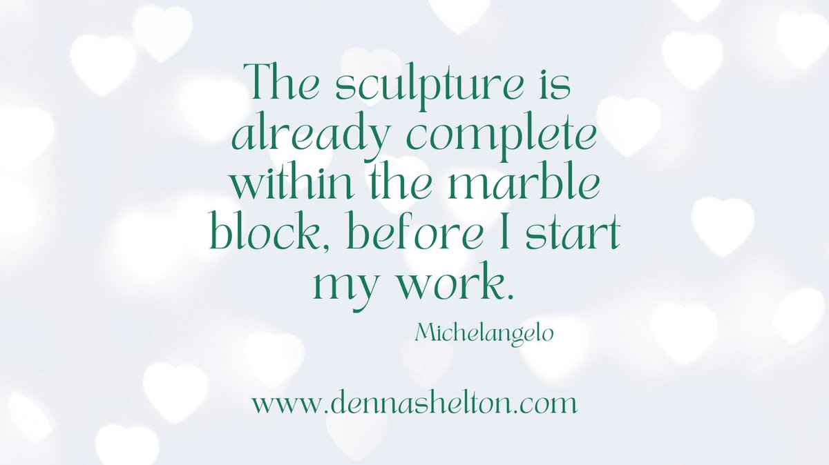 You are already complete within! 

It's a matter of chiseling away all the unnecessary material to reveal what's inside.

#Fridayfun #Fridayinspiritation #IAMChoosingLove #ChoosingLove #IAM #dennajshelton #reiki #hypnosis
