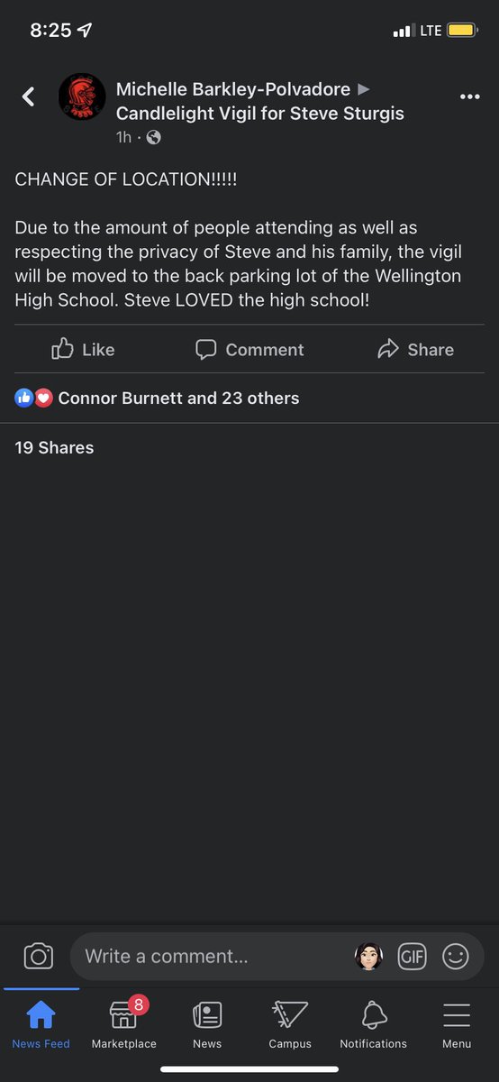 WHSStudSect's tweet photo. Location for tonight’s gathering has been moved to the highschool parking lot. Hope to see you there! @WellingtonActiv @crusaders353 @zhoodcoach @crusaderradio #SteveStrong #ForSteve #CrusaderSupport https://t.co/p3aGDFIgNT