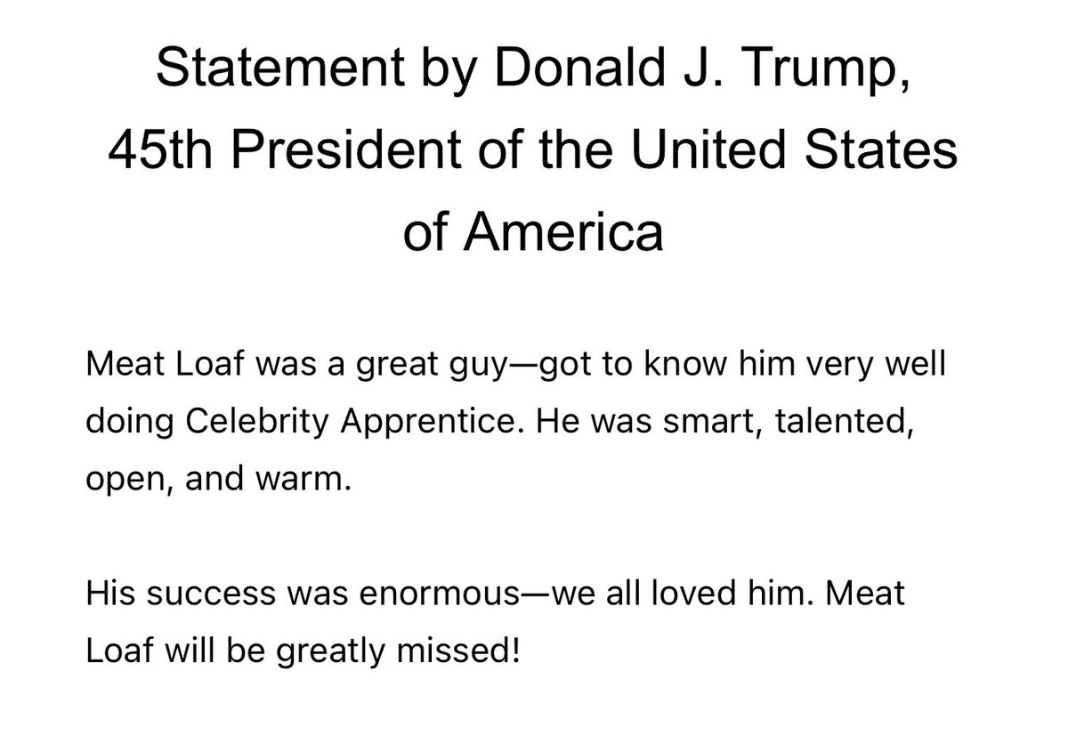 Trump on Meat Loaf: