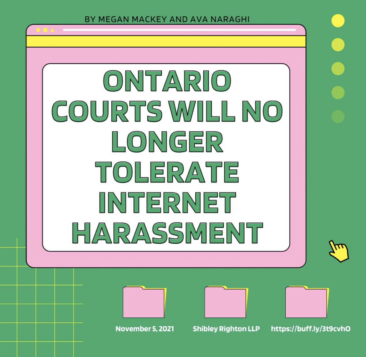 SRCondoLaw's tweet photo. Ontario Courts will no longer tolerate Internet harassment -- article by @MMackeySR &amp; Ava Naraghi.
Read below for what relief was granted: https://t.co/MPwf7x84rh @CCILondonArea #condolaw #SRCondoLaw https://t.co/iiMjvZgh1x