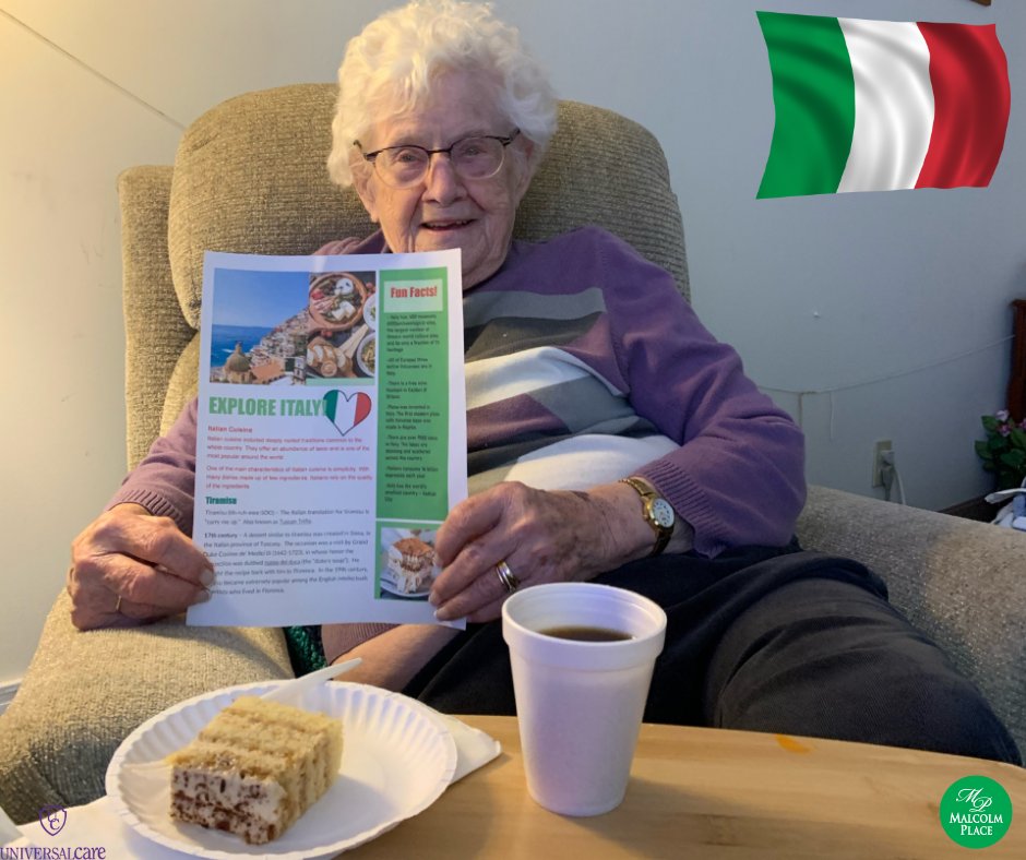 malcolm_place's tweet photo. This week at Malcolm Place We took a little piece of Italy to each resident's room. Our residents enjoyed tiramisu and coffee just like the Italians do. #MaclolmPlace #universalcare #Kincardinestrong #Italy #Retirement https://t.co/8RrKBcEL6X