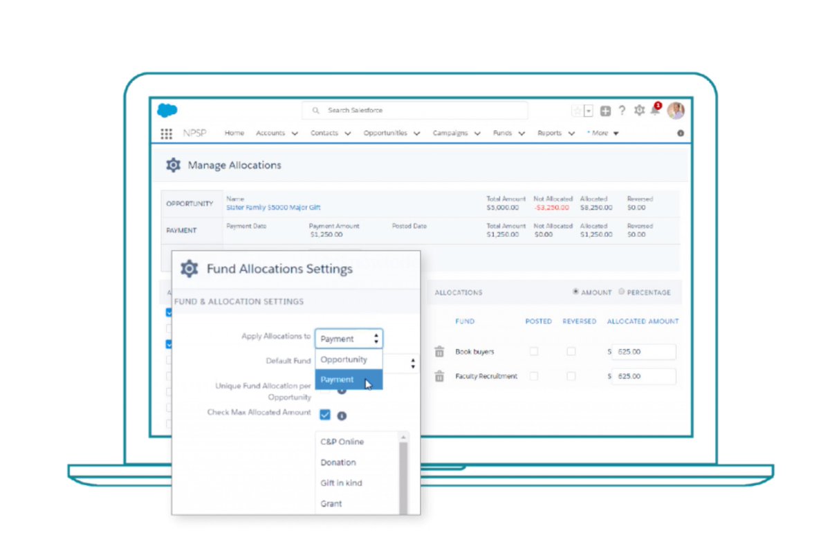 With KELL Fund Allocations you can:  
✔️ Create and manage funds to track where your donations are allocated
✔️ Easily create and set fundraising goals 
✔️ Manage allocations by opportunity or payment 
✔️ Export allocations and post.