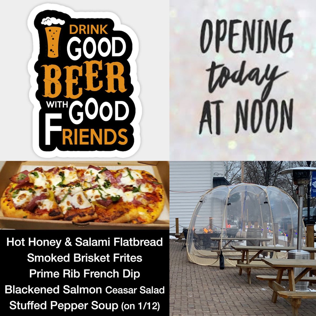 LGBrewingCo's tweet photo. #tgif
LGBC open at noon serving lunch with 4 tasty specials & craft brews like the smoked 5 pepper #blacksaison on tap until 10pm
Reserve our heated dome on the patio for 2 hours all #weekend
https://t.co/udQfU19RO2
#friday #frenchdip #dewittmi #dipa #wheatipa #pbandjcider https://t.co/AjId7tdQtN
