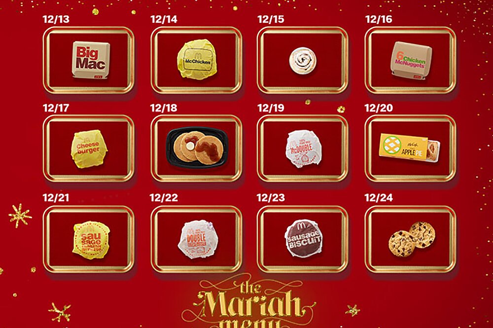 digitalmediatm's tweet photo. 3. Mariah Carey x McDonald's 🍔🍟 Move aside finger-lickin' chicken all we wanted for Christmas was the #mariahmenu https://t.co/bsPwkvnNiw