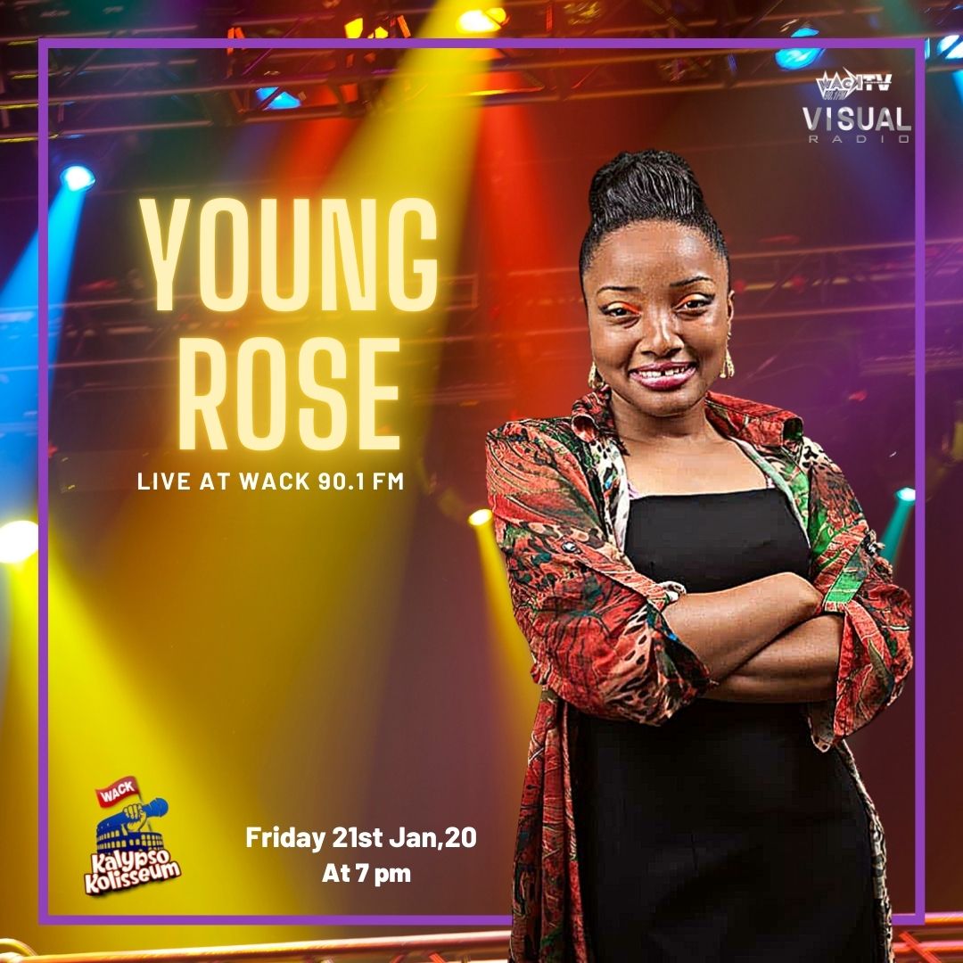 Wack901FM's tweet photo. Dont' miss the Kalypso Koliseum.🚨 
Streaming live at ALL WACK 90.1FM audio-visual platforms. Sing along to the melodic tunes of Young Rose🎶 https://t.co/Wq5Pdnrken