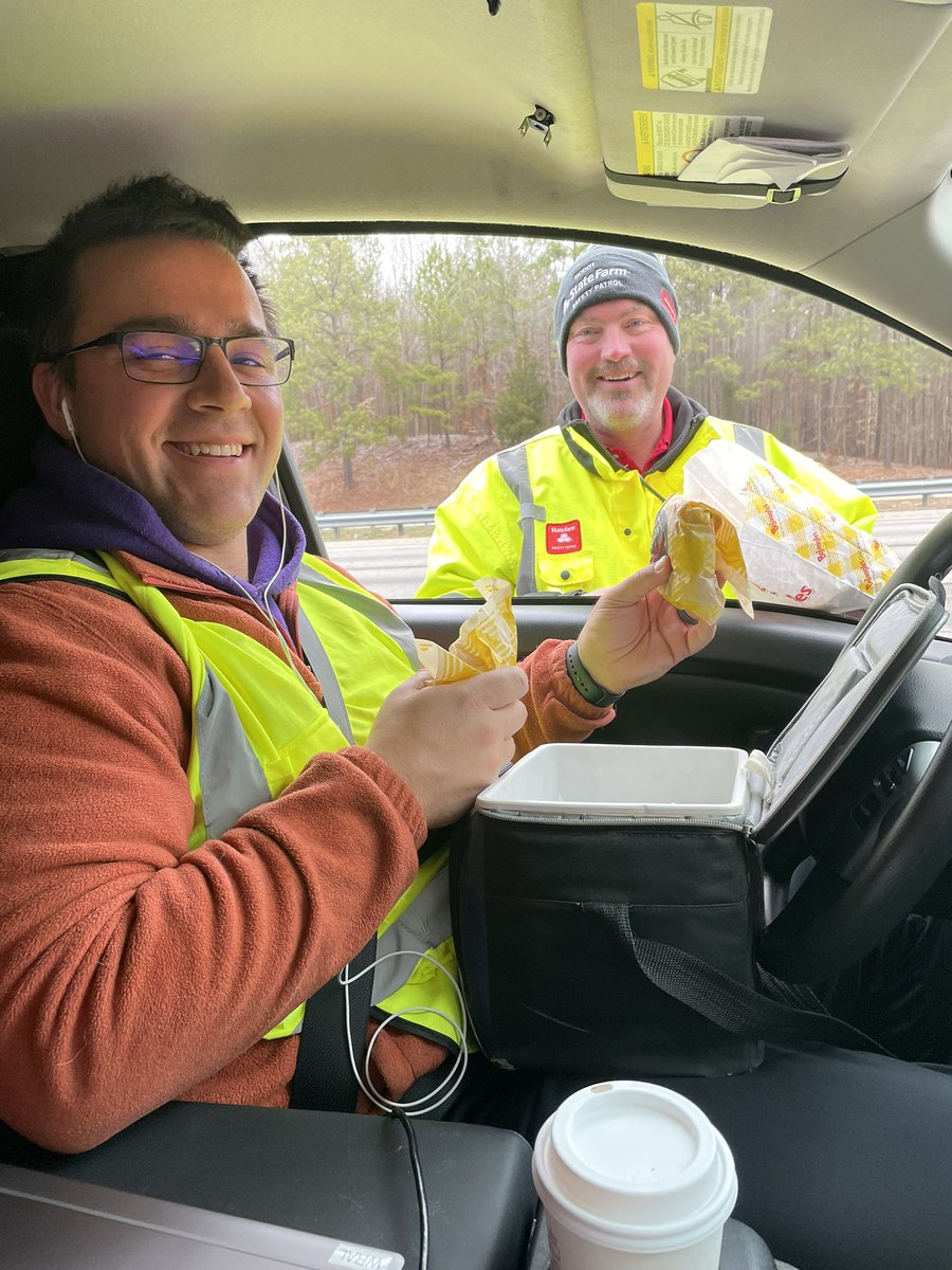 🥺 I’m so touched. Cliff from the <a href="/NCDOT/">NCDOT</a> just brought us &amp; Raleigh Police breakfast biscuits while we’re all on the scene of an accident. They’re the ones doing all the hard work to keep drivers safe yet he was thinking of others. Just. The. KINDEST. ❤️ @wral <a href="/MarkOlexik/">Mark Olexik</a>