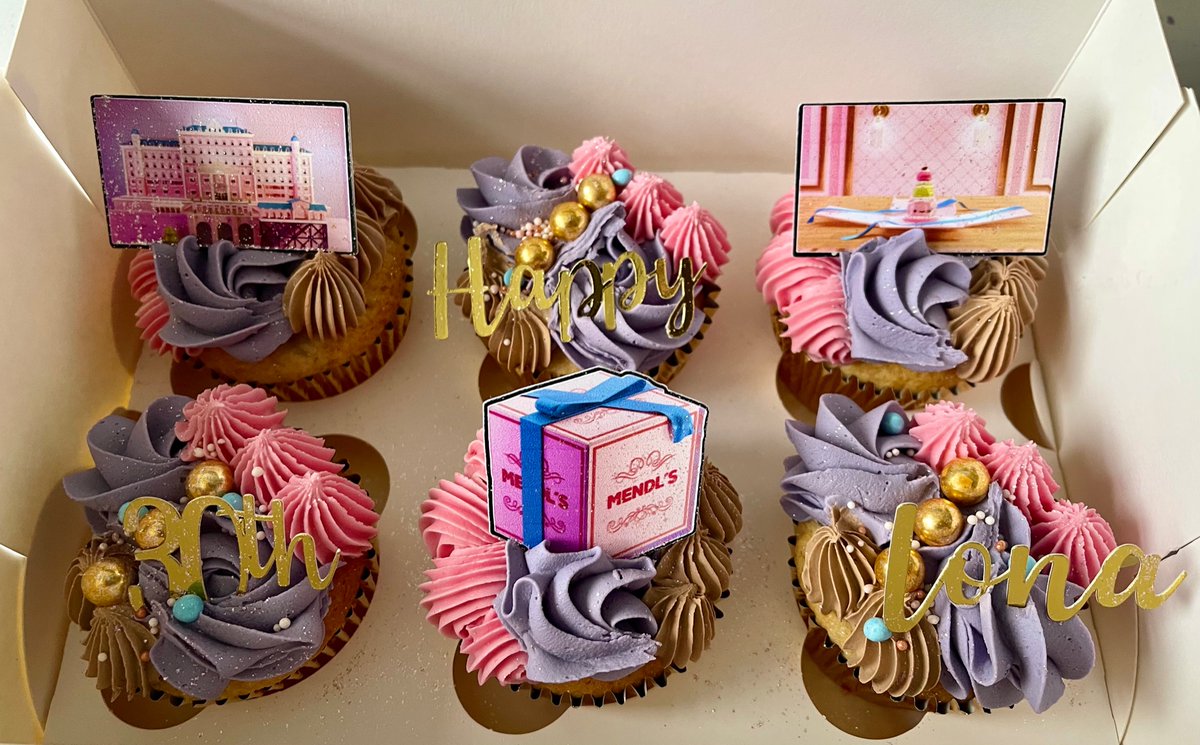 SenseiCarl_'s tweet photo. If you’re looking for bespoke cakes then you genuinely cannot get better than @LaurasBakery. Look at these Wes Anderson inspired ones she made for me for @iona_caitlin’s 30th birthday. They somehow taste even better than they look 🧁 https://t.co/sWSSfn3efw