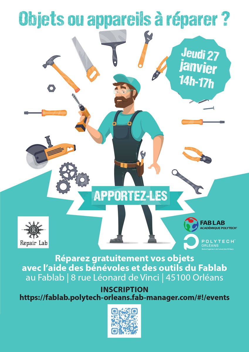 Le Fablab Académique organise une session de réparation d'objets!Vous restez le temps de la réparation pour apprendre avec eux et vous repartez avec. Soit il sera réparé,soit vous devrez acheter la pièce à remplacer et revenir une prochaine fois,soit l'objet ira à la déchetterie.