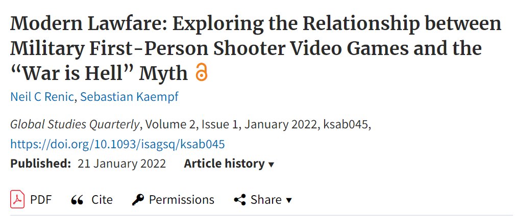 Happy and proud to see my latest article, co-authored with the mighty @SebKaempf, out today. Huge thanks to @BrentJSteele1, @suboticjelena, and the rest of the staff at @GSQ_Journal for their help getting this out. doi.org/10.1093/isagsq… Brief thread on the article 1/6