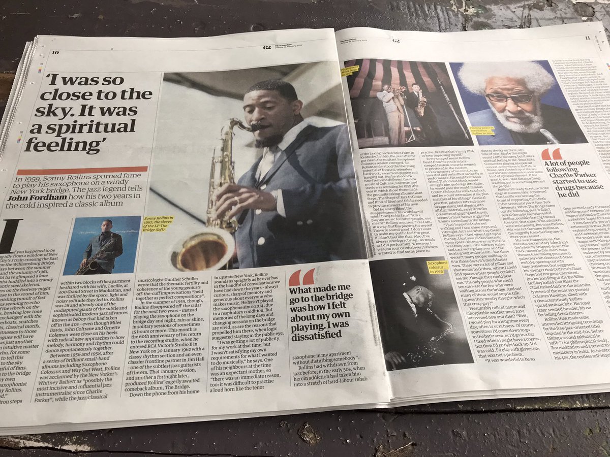 Tomsochas's tweet photo. A great article by @jfordham_jazz on Sonny Rollins in The Guardian today. An important lesson in humility and the importance of practice! 

#practicetime #saxophonecolossus #letspractice #takeittothebridge https://t.co/0yhC3o9bsa