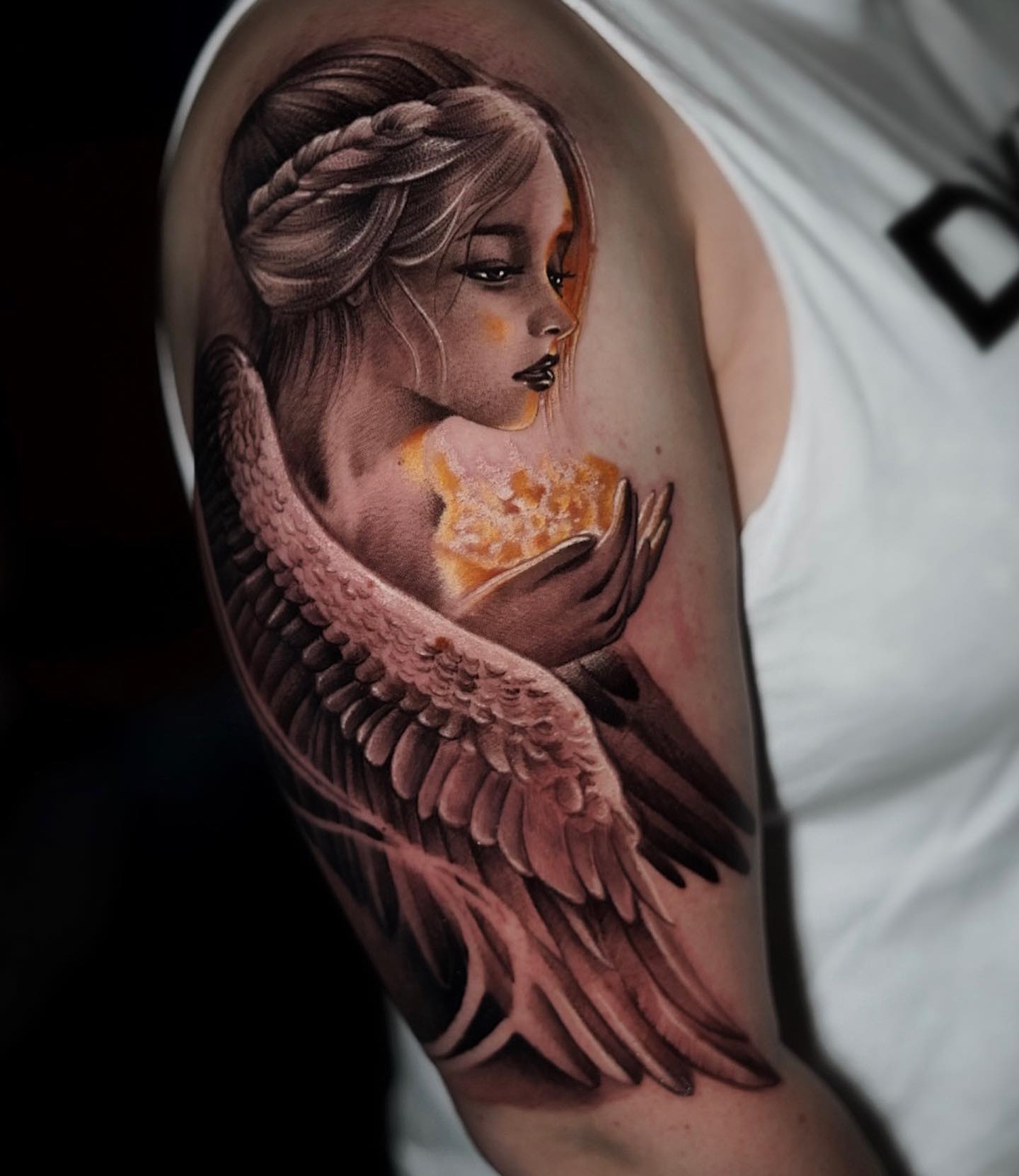 Traditional Lady head wwings by Sam Frederick  Tattoos