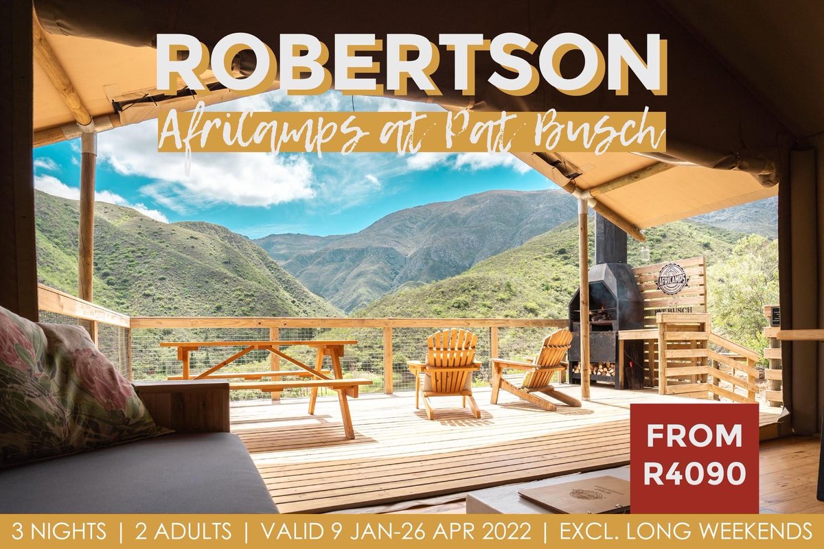 PatBuschReserve's tweet image. Great deals between now and April 2022! Glamp your heart out at ⁦@PatBuschReserve⁩ #africamps #glamping #weekendsaway #patbusch