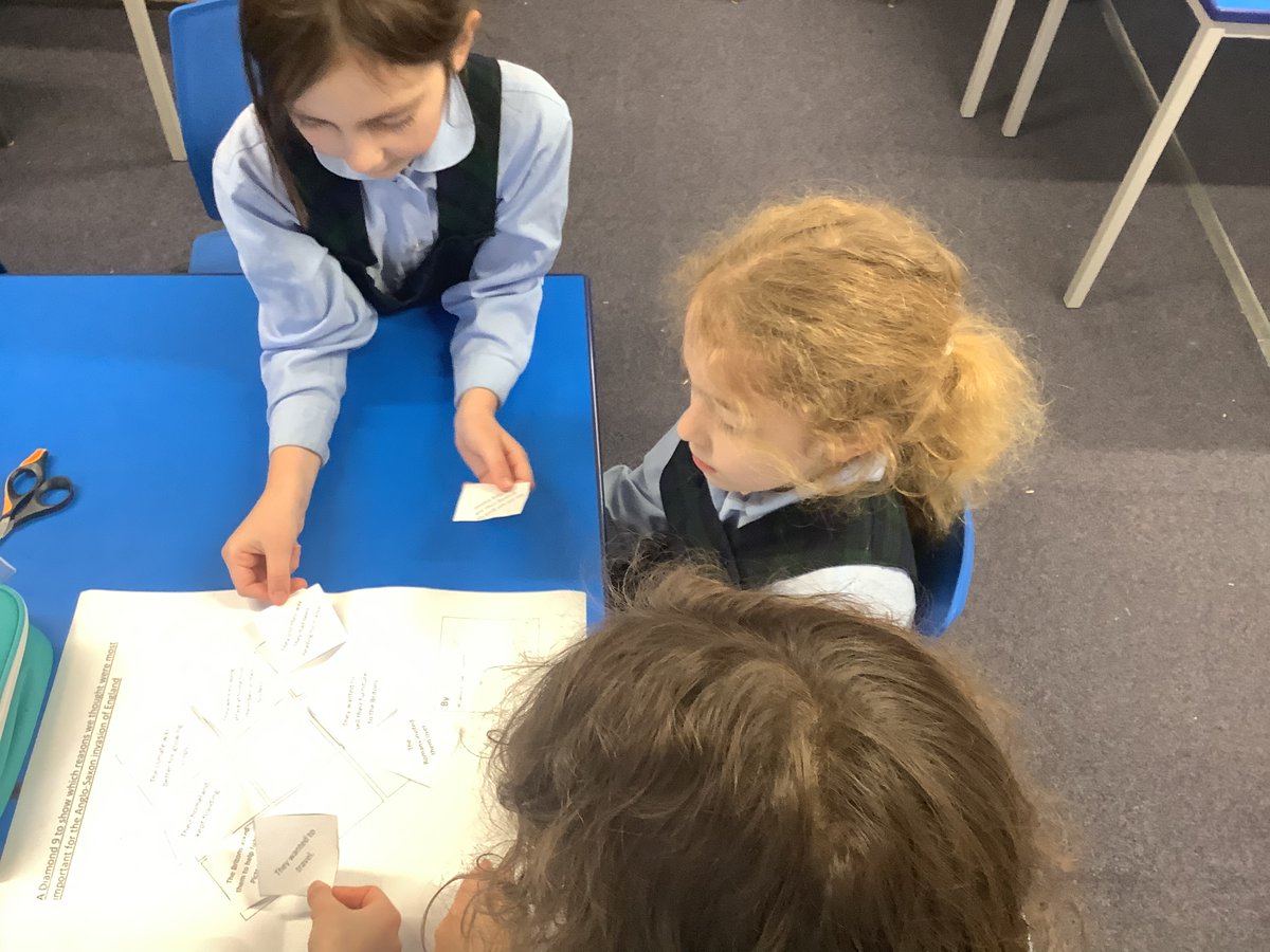 DHSPrep's tweet photo. This term in #Geography P3LC are learning about the #AngloSaxons. The children enjoyed working together to create a #diamondnine. They read a range of ideas about why the Anglo-Saxons invaded England and prioritised them from the most important to the least important. https://t.co/S607iJzlrL