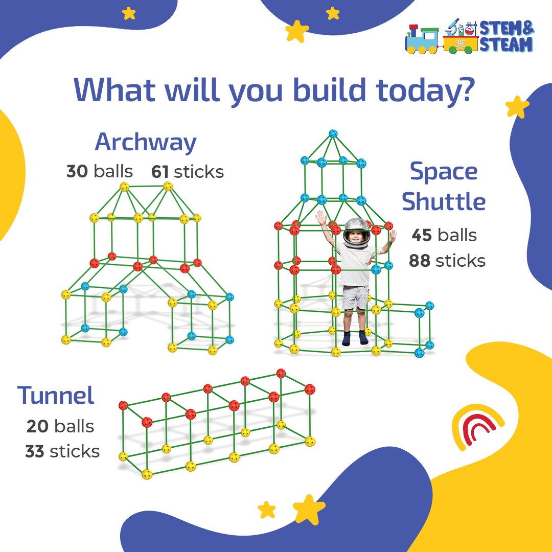 StemSteam's tweet photo. Crawling through a Tunnel, designing a beautiful Archway or exploring space on your own Space Shuttle. What will you choose?

Have fun building and tag us in your photos #STEMandSTEAMforts

#playislearning #familyfuntime #playtolearn #openendedtoys #stemandsteam #stemsteam https://t.co/Dg0ZpBeV9I
