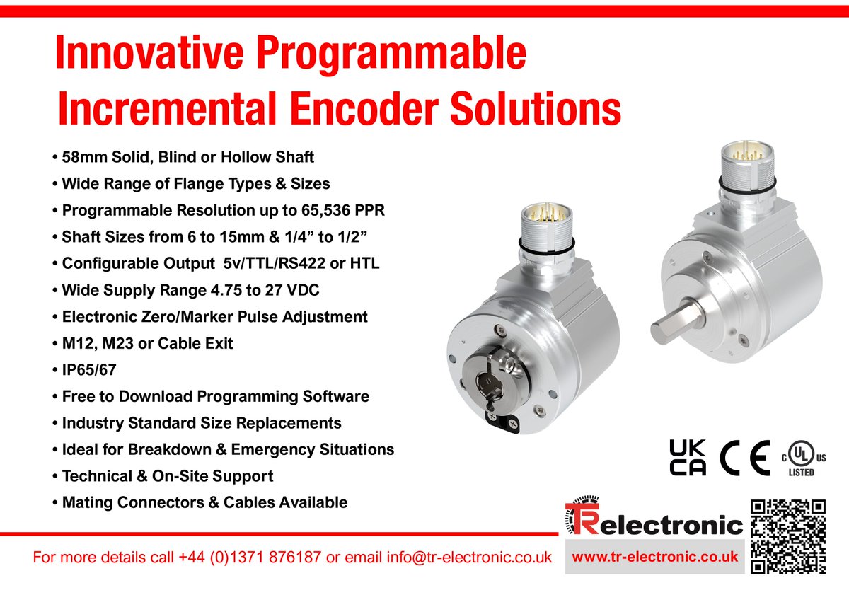 TR Electronic Ltd (@trelectronic_uk) on Twitter photo Programmable Incremental Encoders.
Ideal for breakdowns and emergencies.
Free of Charge Programming Service available prior to despatch with our in-house technical support.
Call +44 (0)1371 876187 or
email info@tr-electronic.co.uk
#EngineeringUK #ManufacturingUK #MfgUK #MfgGB Programmable Incremental Encoders.
Ideal for breakdowns and emergencies.
Free of Charge Programming Service available prior to despatch with our in-house technical support.
Call +44 (0)1371 876187 or
email info@tr-electronic.co.uk
#EngineeringUK #ManufacturingUK #MfgUK #MfgGB