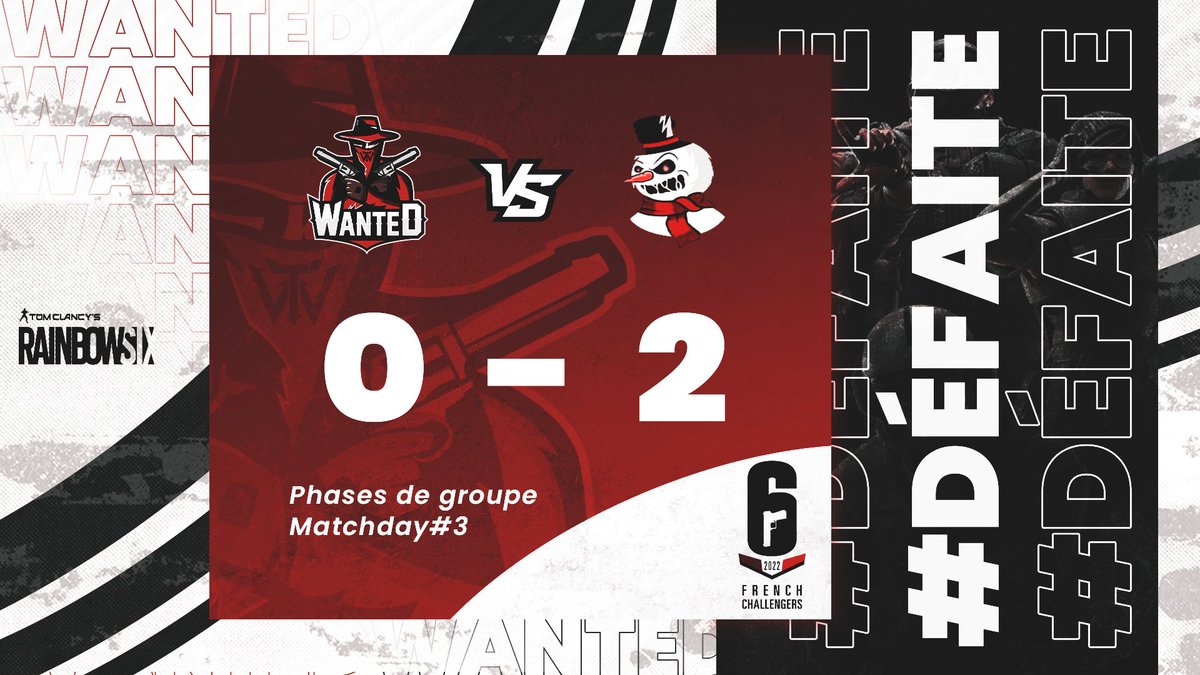 WanteD_TeamFR's tweet photo. 🌈#R6FC🌈
C'est la fin de l'aventure pour nous😟
Nous ne cachons pas notre déception sur le match😌
Bravo à nos adversaires👍
Très heureux néanmoins de notre parcours jusqu'ici🤩
🆚#Snowmen
▶️0-2❌
➡️7-8❌
➡️0-7❌
Nous reviendrons plus fort et plus motivé👊
#WanteDFight🤠 https://t.co/2MuFuj0JO5