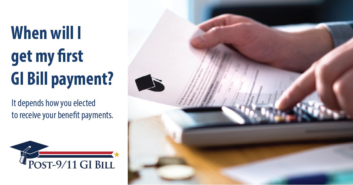 Are you using your GI Bill benefits this year and wondering when you'll get your first payment? It actually depends on how you elected to receive your benefit payments—direct deposit vs. check. More here: va.gov/resources/gi-b…

#GIBill | #Education