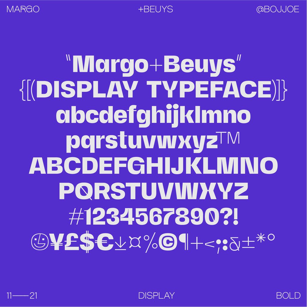 NEW FONT ALERT! 🚨

Margo + Beuys is a one weight typeface sporting a retro look with edgy cuts and turns.

Designed by Giulia Boggio 👏

Test and buy here &gt;&gt; type-department.com/collections/sa…

#typedepartment #typedesign #typedesigner #typeface #typefacedesign #type01 #fonts #font