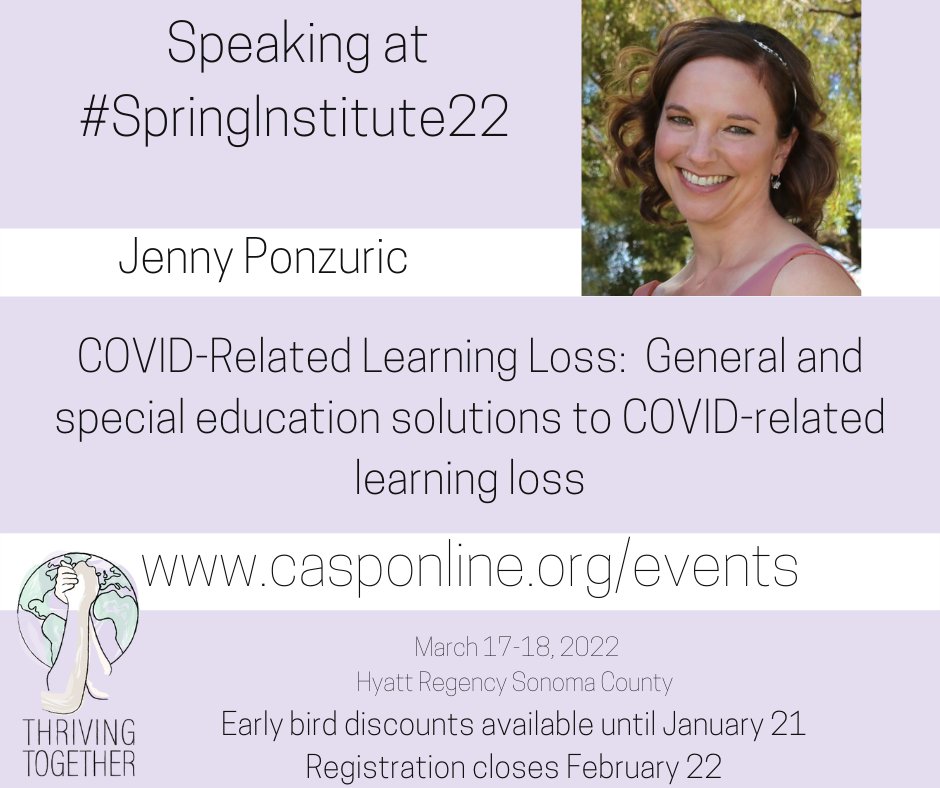 Join CASP for COVID-Related Learning Loss: General and special education solutions to COVID-related learning loss at Spring Institute. Register today!
pheedloop.com/CASPSI2022/sit…

To get your member discount rate, be sure to sign into your member portal and click the link there.
