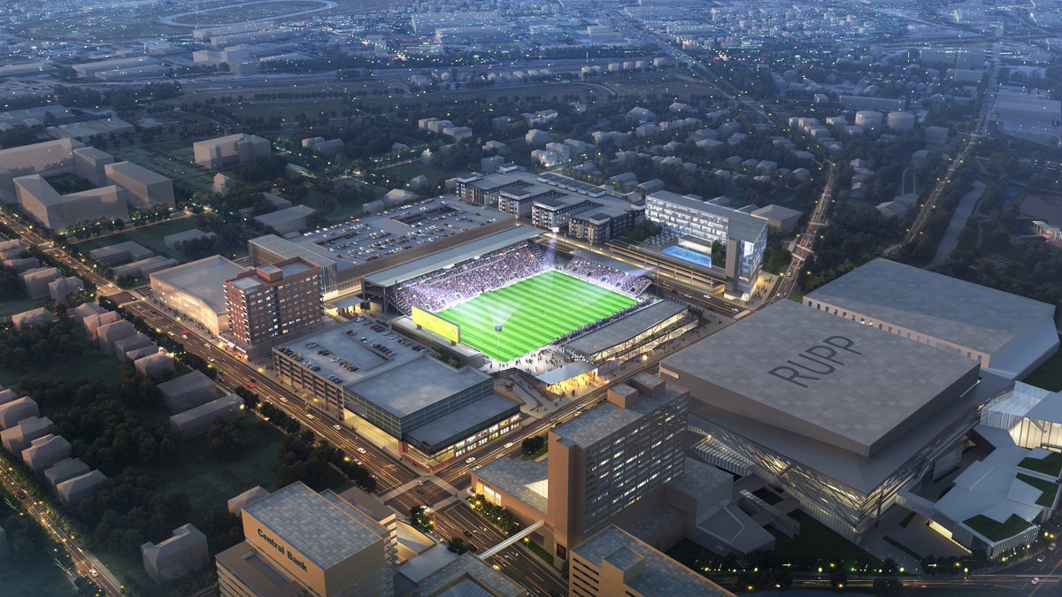 FOS's tweet photo. USL expansion club Lexington Pro Soccer has announced plans for its new stadium in downtown Lexington 🏟

➖ 6000+ seat capacity
➖ 45,000 sq ft retail space
➖ 160-room hotel, 250-unit residential development

The club’s name, crest and colors will release in the coming weeks. https://t.co/rGwWvQhNoA