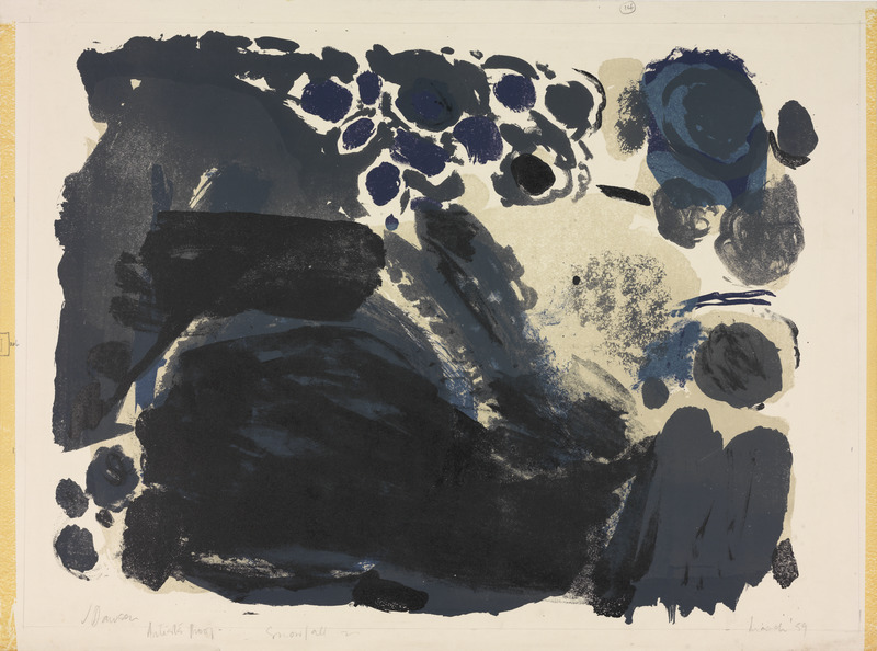 UCLArtMuseum's tweet photo. The weather is getting colder and it's finally beginning to feel like winter. In honour of plunging temperatures, here's "Snowfall", a lithograph print by Janet Dawson (1959). Here's to a little bit of wishful thinking! #Slade150 #TestingGround https://t.co/euMJKk1bVe