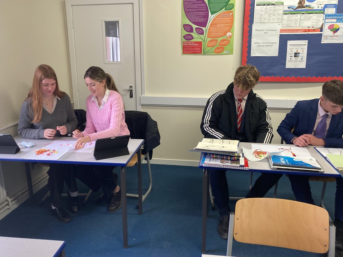 PangCollPsych's tweet photo. A tasty treat for our #PangCollLower6th pupils today who have been using sweets to create their very own neurons, synaptic transmission and reflex arc models! #PangCollCreativity #PangCollPsychology https://t.co/YjMhJBEy1w